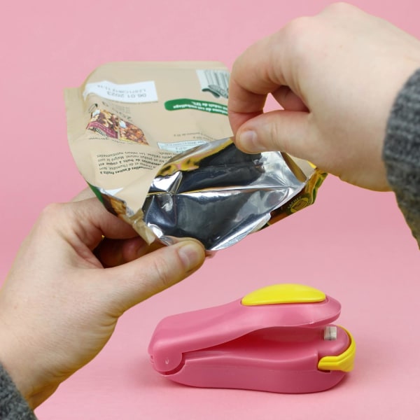 Mini bärbar värmeförseglare (Rosa), plastpåsförseglingsmaskin, fo