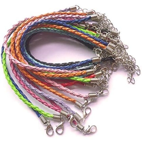 20 delar blandad färg läder spets guldpläterad armband rep DIY