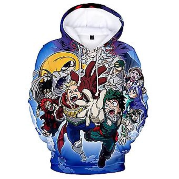 Unisex My Hero Academia 3D-tryckt Hoodie för Herr & Dam - Cartoon Anime Casual Huvtröja Pullover Present (L D)