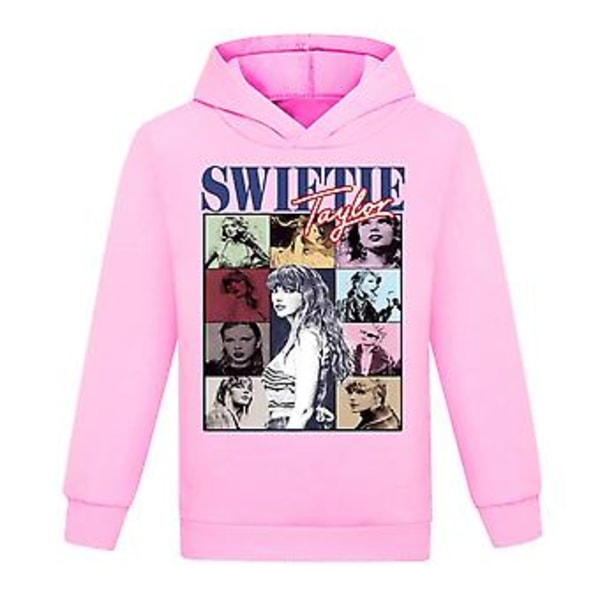 7-14 år Barn Taylor Swiftie Tryckt Hoodie Mode Sport Casual Huvtröja Jumper Pullover Toppar för Pojkar Flickor (11-12 År Rosa)