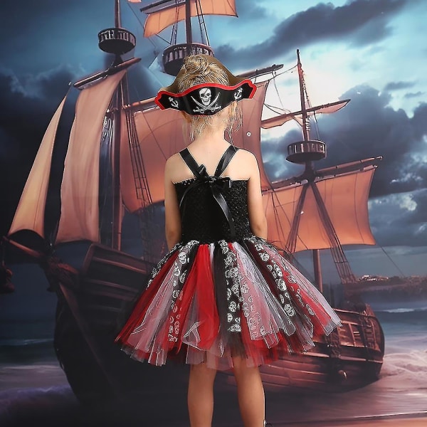 2-12 år Barn Flickor Halloween-kostym Funky Snygg Cool Piratkapten  Tutu-klänning med ögonlappshatt Axelväska Finklänning 4-5 Years 4a55 | 4-5  Years | Fyndiq