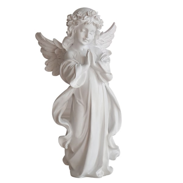 1 st härlig Praying Girl Angel - Vit Large (30*15cm)