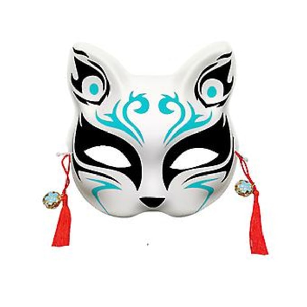 Japansk stil Halv ansikte Blomma målad räv Mask Kreativ PVC Cosplay Utföra Fest Maskerad Rave Festival Dekoration Kostym  GT11