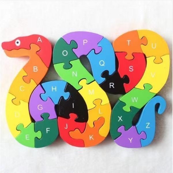 1st träpussel för småbarn - mjuk alfabetspusselkonstruktion