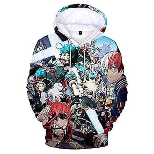 Unisex My Hero Academia 3D-tryckt Hoodie för Herr & Dam - Cartoon Anime Casual Huvtröja Pullover Present (3XL A)