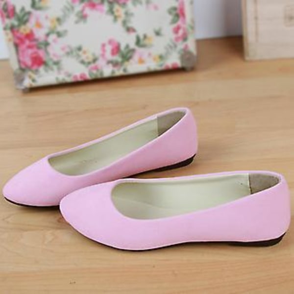 Dam Ballerina Dolly Pumps Platta Slip On Loafers Mockaskor -r (40 Rosa)