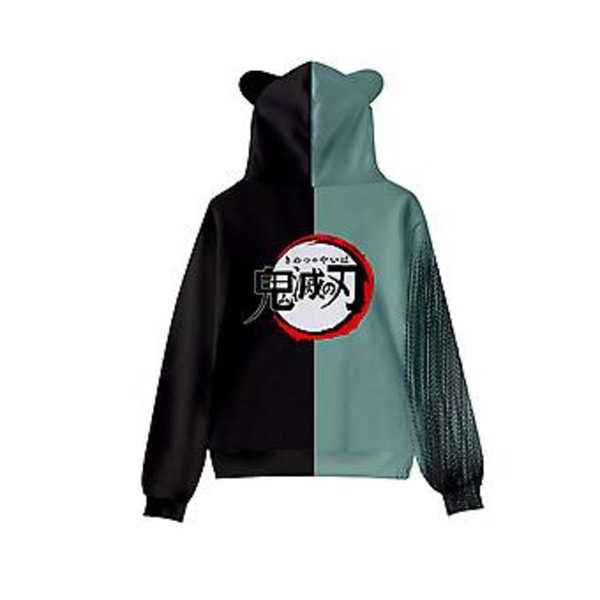 Japansk Anime Demon Slayer Hoodie, Unisex Rolig 3D Grafisk Tryckt Hoodie, Tonåringar Kattöron Huvtröja, Tröja För Män Och Kvinnor (XL D)