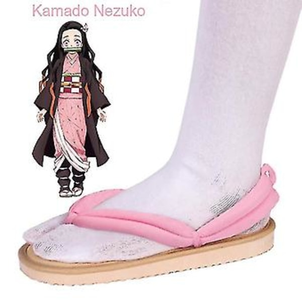 Heta Anime Demon Slayer Kimetsu No Yaiba Cosplay Tillbehör Kamado Nezuko Cosplay Träskor Kimono Flip-flops Geta Tofflor Skor 35