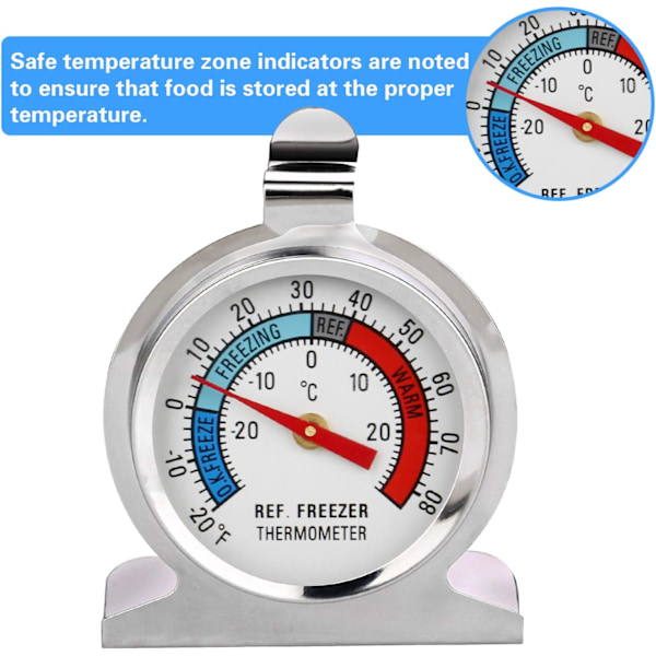 6 st Kylskåpstermometer Stor Skala Rostfritt Stål Tempera*