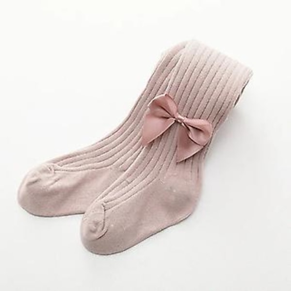 Babys leggings vår höst tunn stil nål bomull stor pp barn ytterkläder medium tjock flicka barn rosett strumpbyxor tights 6-8 år Rosa