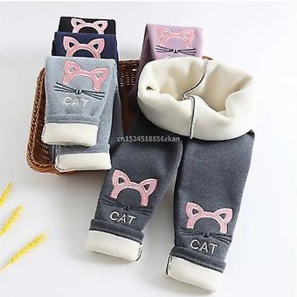 Barnflickor vinterleggings 2023 barn plus sammet varma byxor tjocka lamm fleece byxor enfärgade baby pennbyxor 6 F17362gr