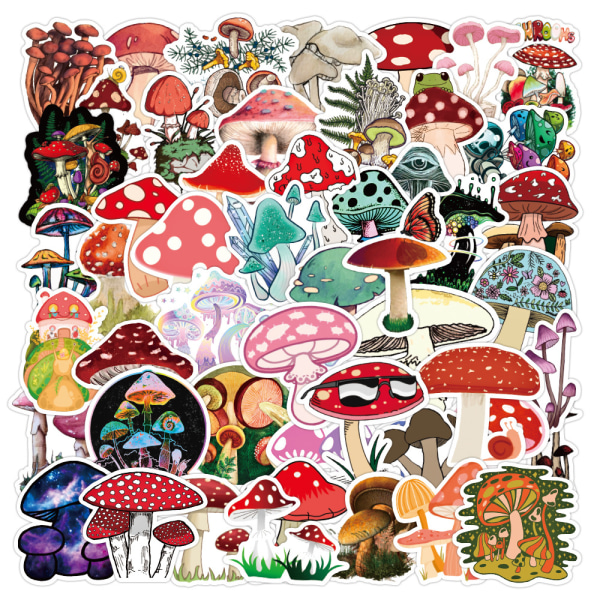 50 st Aesthetic Mushroom Stickers Pack för Vattenflaska, Söta Vin*