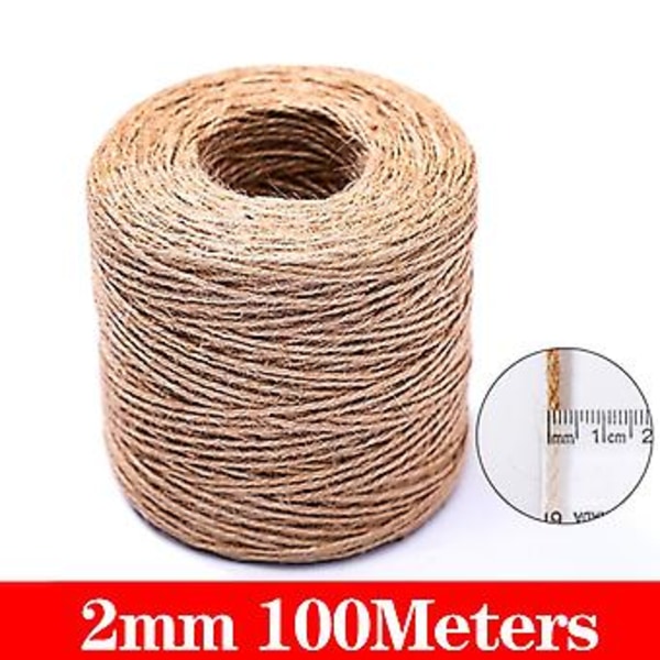 Naturlig jute rep snöre band hantverk diy bröllop jute tråd tråd handgjord sömnad fest jul hem inredning 1mm-10mm  Jute 2mm 100 meter