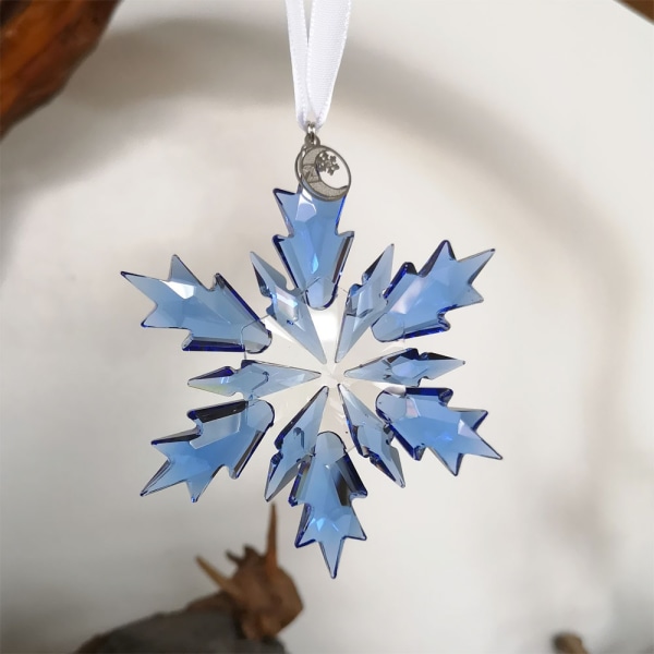 Snö- och istomtehänge, kristalljulprydnader (blå)