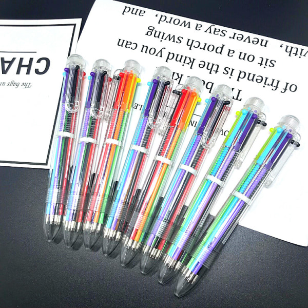 28-pack flerfärgade kulspetspennor 0,5 mm 6-i-1 regnbågespennor för K