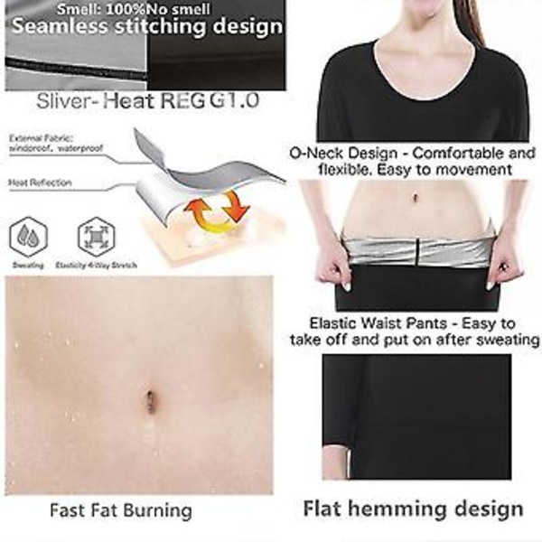 Kvinnors Sömlösa Sauna Suits Kroppsskulpterande Fitness Leggings Midjetränare Avmagrings T-shirts Shapewear Set (M T-shirt)