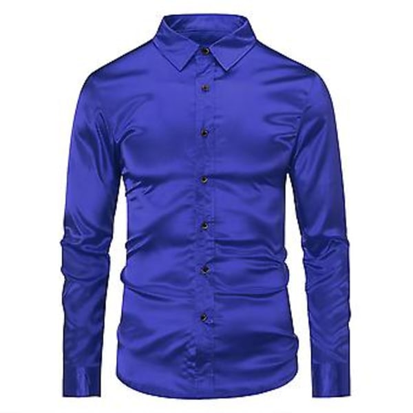 Herrar Casual Mode Skinande Långärmad Slim Fit Formell Skjorta (XS Blå)