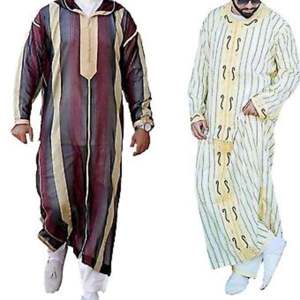 Eid Ramadan Muslimsk herrmode Jubba Thobe Islamiska huvtröjor Robe Saudi Arabiska Abaya kläder Dubai turkiska herrskjortor 2022 (XXXXL 1133948）