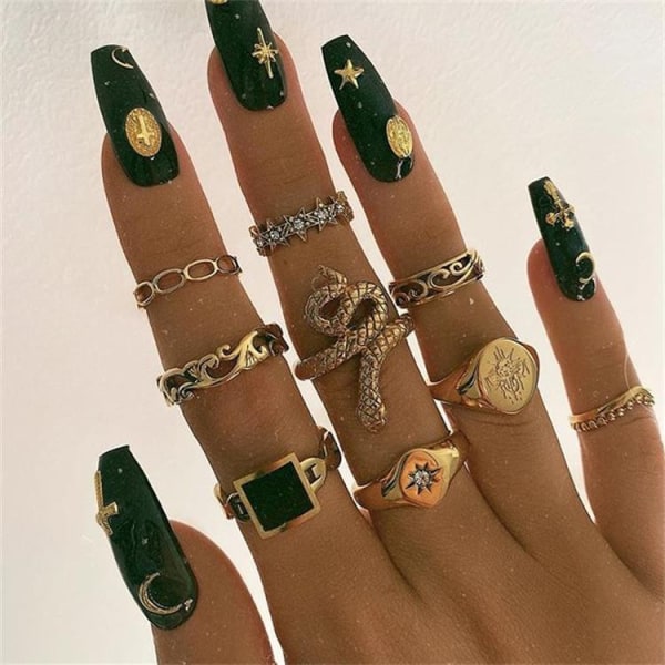 Guld Silver Knuckle Rings Set for Women Girls, 9PCS BOHO Rings, Vi