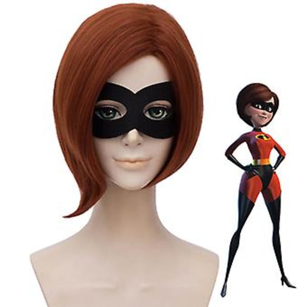 The Incredibles Elastigirl Cosplay Girl Helen Parr Rollspel Hår Violet Parr Peruk (exklusive ögonmask) + Perukmössa  Kamel