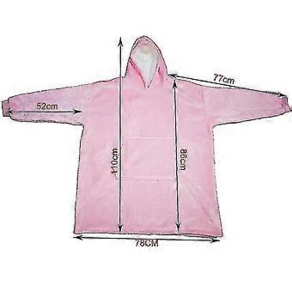 Stor Huvad Filt Hoodie Ultra Plysch Sherpa Jättefilt Tröja-r V (Rosa)