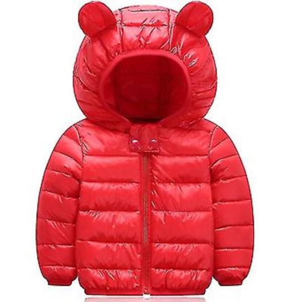 Barn Baby Huvad Puffjacka Toddler Vinter Zip Up Vadderad Jacka Ytterkläder (80cm Röd)