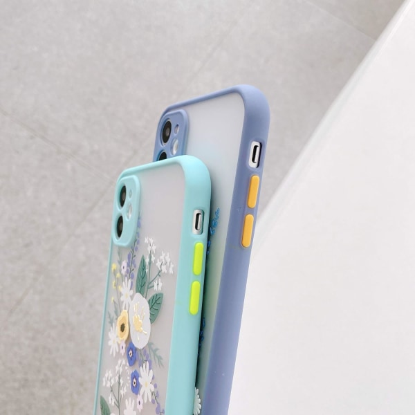 Kompatibelt iPhone 11 case för Floral Transparent Frosted PC-baksida