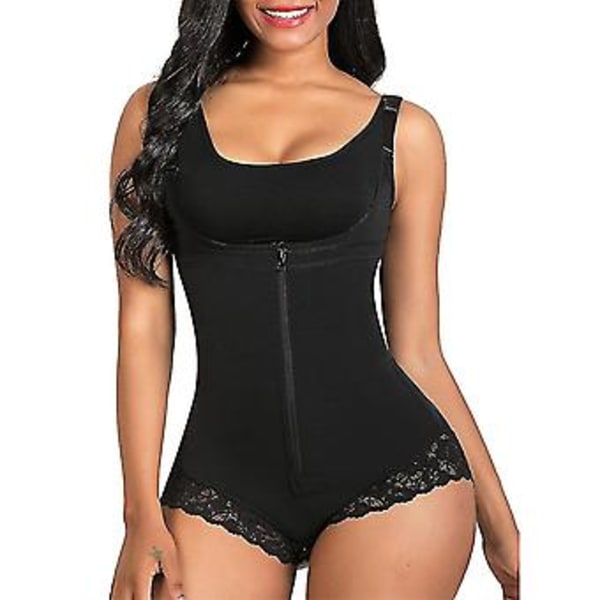 Shapewear för kvinnor, magkontroll, body shaper med dragkedja, öppen byst, svart 6XL svart