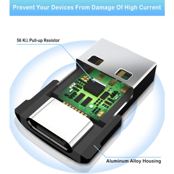 4st USB C Hona till USB A Hane Adapter, Typ C Power Charger Cab