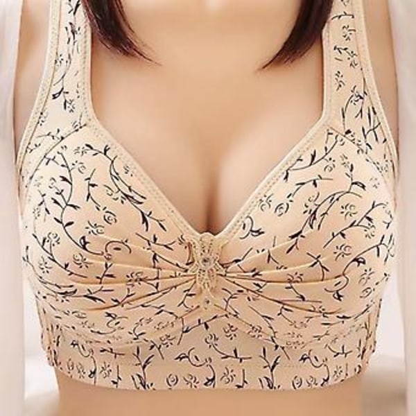 Sexig push up-behå tryckt behå trådlös bralette bröstbehåar för kvinnor underkläder plus size 44/100b Beige