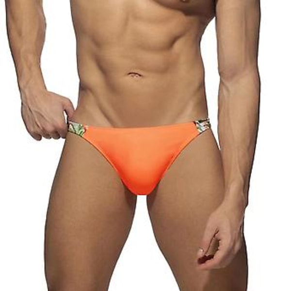 Män Badbyxor Sexig Låg Midja Bikini Trosa Kalsonger Surf Strand Badkläder Badbyxor Cup Tryck Kalsonger Herrshorts M Orange