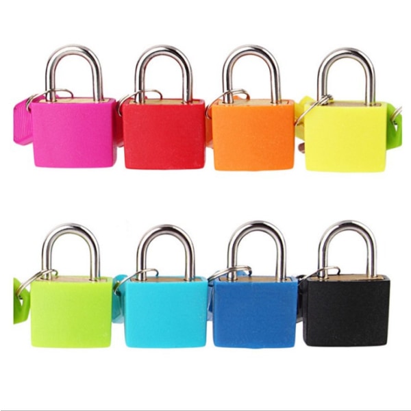 Resväska lås med nycklar, 8 färger mini metall hänglås, små lås