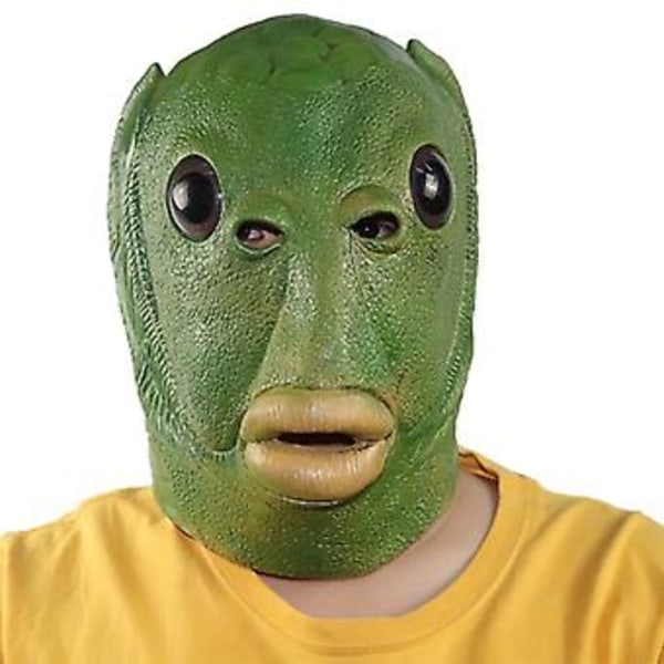 Cosplay grön fiskhuvudmask