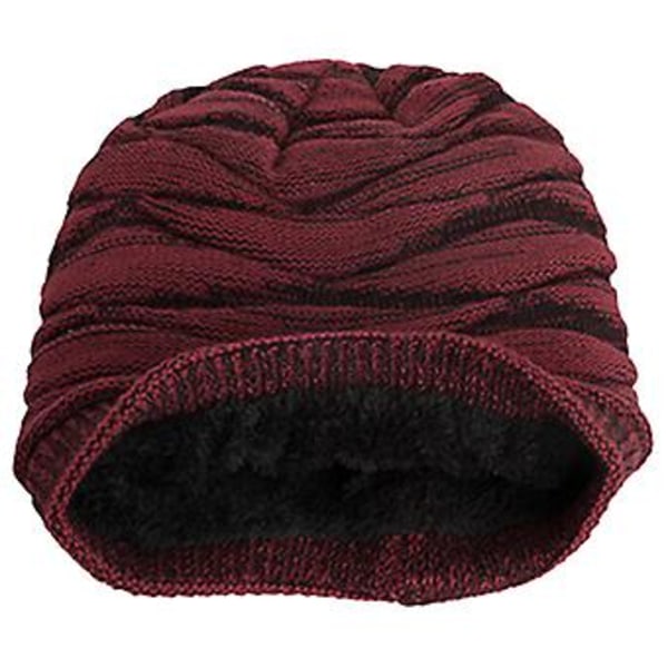 Unisex Vinter Slouch Beanie Hatt Stickad Ull Sport Casual Snökepsar Huvudbonader (Vinröd)