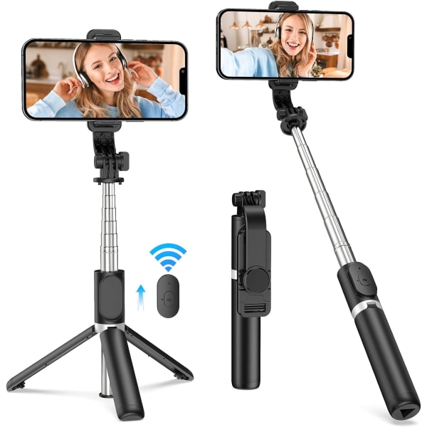 Bärbar Selfie Stick, handhållet stativ med avtagbar trådlös R