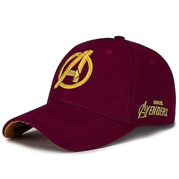 Herrar Avengers Broderad Baseballkeps Justerbar Snapback Solskydd Brättehatt (Vinröd)