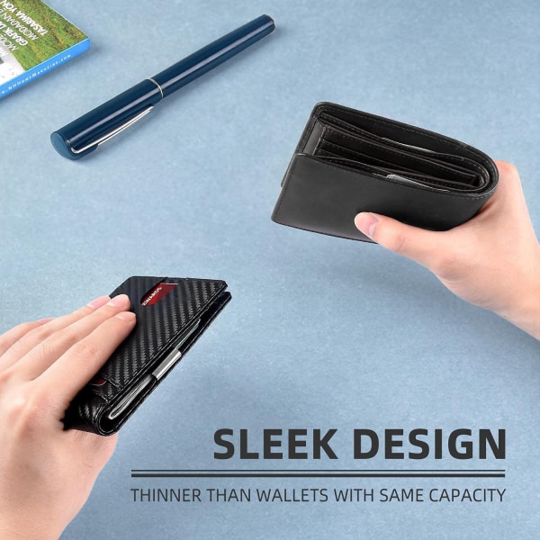 Smal plånbok för män Minimalistisk läder Bifold RFID-blockering