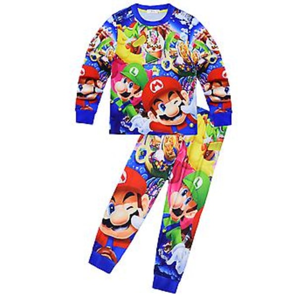 4-9 År Pojkar Flickor Barn Super Mario Bros Pyjamas Set Pjs Nattkläder Pyjamas (7-8 År A)