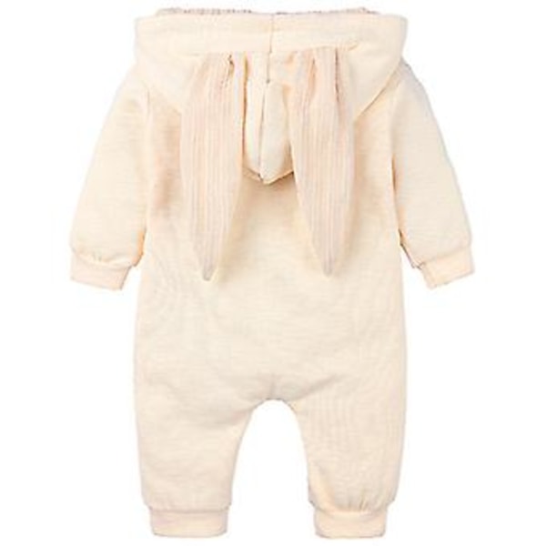 Baby Jumpsuit med Kaninöron, Full Zip, Pyjamas, Sovkläder (0-3 Månader, Gul)