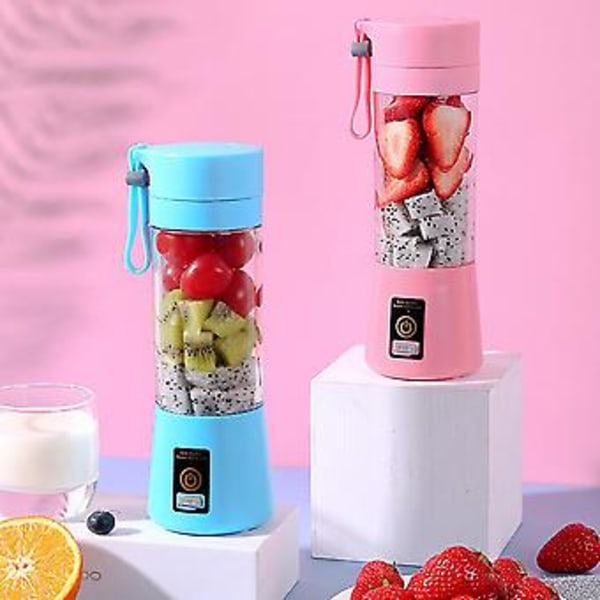 USB Elektrisk Fruktjuicepress Handhållen Smoothie Maker Juice Cup Blå