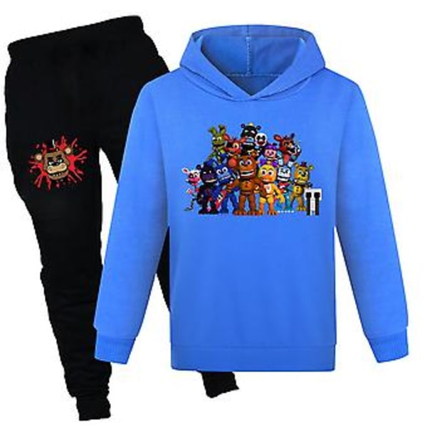 7-14 år Barn Pojkar Flickor Five Nights At Freddy's Hoodie Jogger Byxor Outfits Fnaf Tracksuit Kläder Set Activewear (13-14 År Blå)