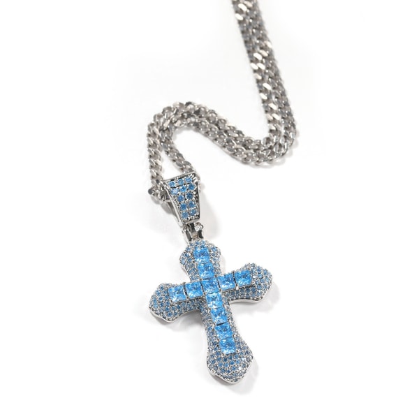 Mode Zircon Cross hänge halsband Berlocker med rostfritt stål