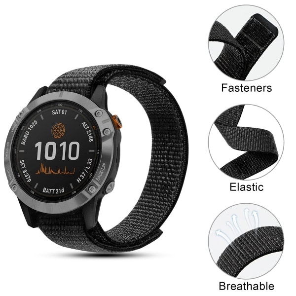 22mm nylon armband för Garmin Fenix ​​7/6/5, Samsung Galaxy G*