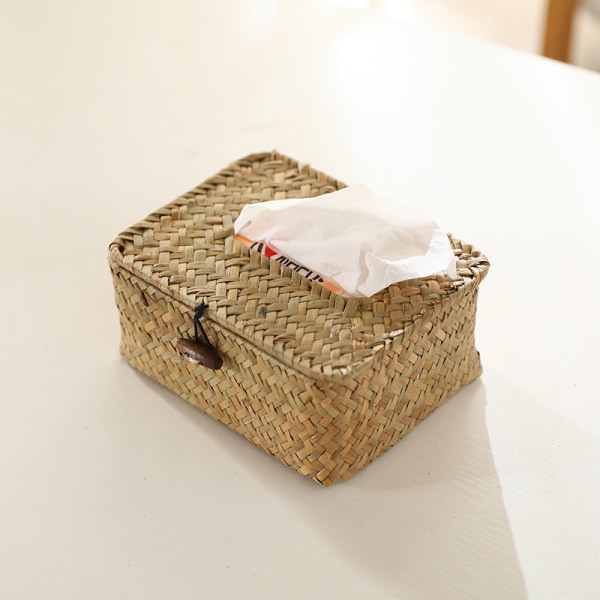 Square Seaweed Kleenex Box dekorativ vävd pappershållare Servett D