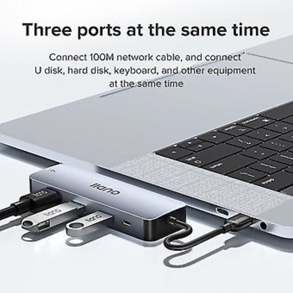 Ethernet-adapter USB 2.0 100 Mbps Ethernet med 3 portar hubbkonverter 5 i 1 Ethernet HUB Splitter bärbar förlängningsdatahubb stöd PS4 PS5 Switch