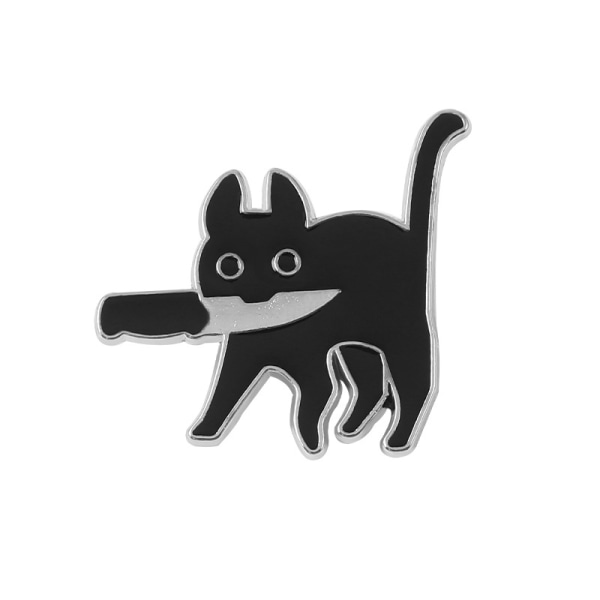 Legering djur serie brosch kreativ tecknad punk svart katt bite k
