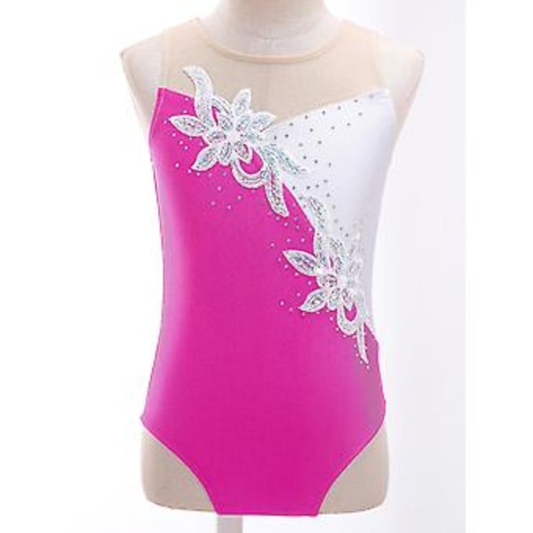 Barn Flickor Rhinestone Paljetter Gymnastik Leotard Balett Dans Bodysuit Scenframträdande Dans Jumpsuit 16 Röd