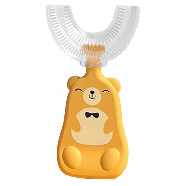 U-formad tandborste för barn, för småbarn och barn (gul, 2-6 år)