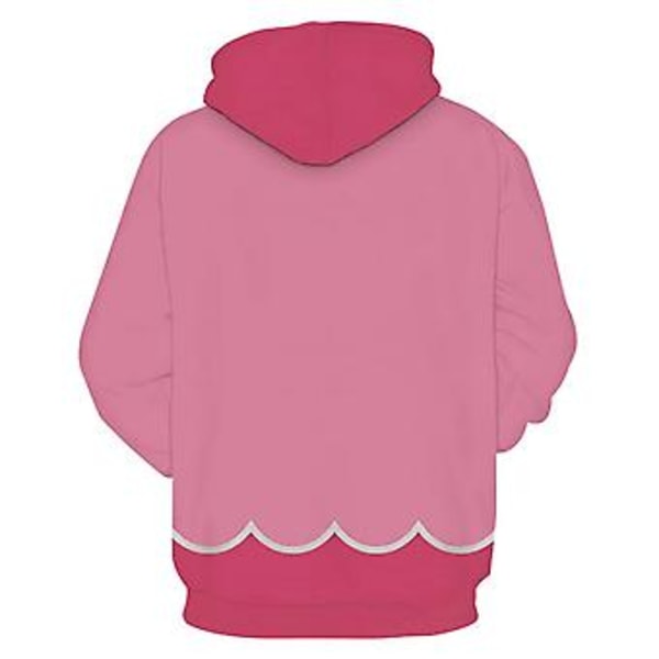 Unisex Mario 3D Hoodie för Kvinnor och Män, Huvtröja, Pullover, Jumper, Toppar, Presenter (S Peach)