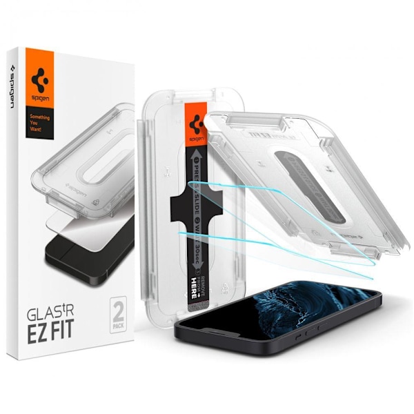 Spigen iPhone 14 / 13 Pro GLAS.tR "Ez Fit" 2-PACK Skärmskyd